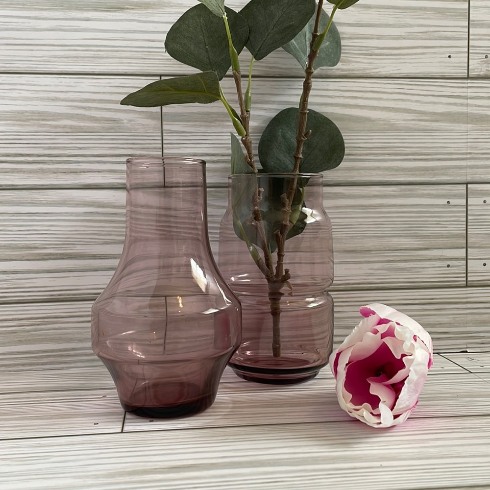 Vintage | Set of 2 Scandinavian vases |  Purple Tinted